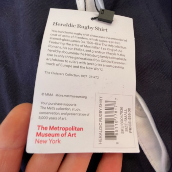 MOMA NY heraldic long sleeved Rugby Shirt, navy + gold. NWT - Picture 3 of 4